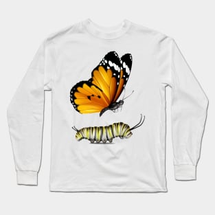 Butterfly and  caterpillar Long Sleeve T-Shirt